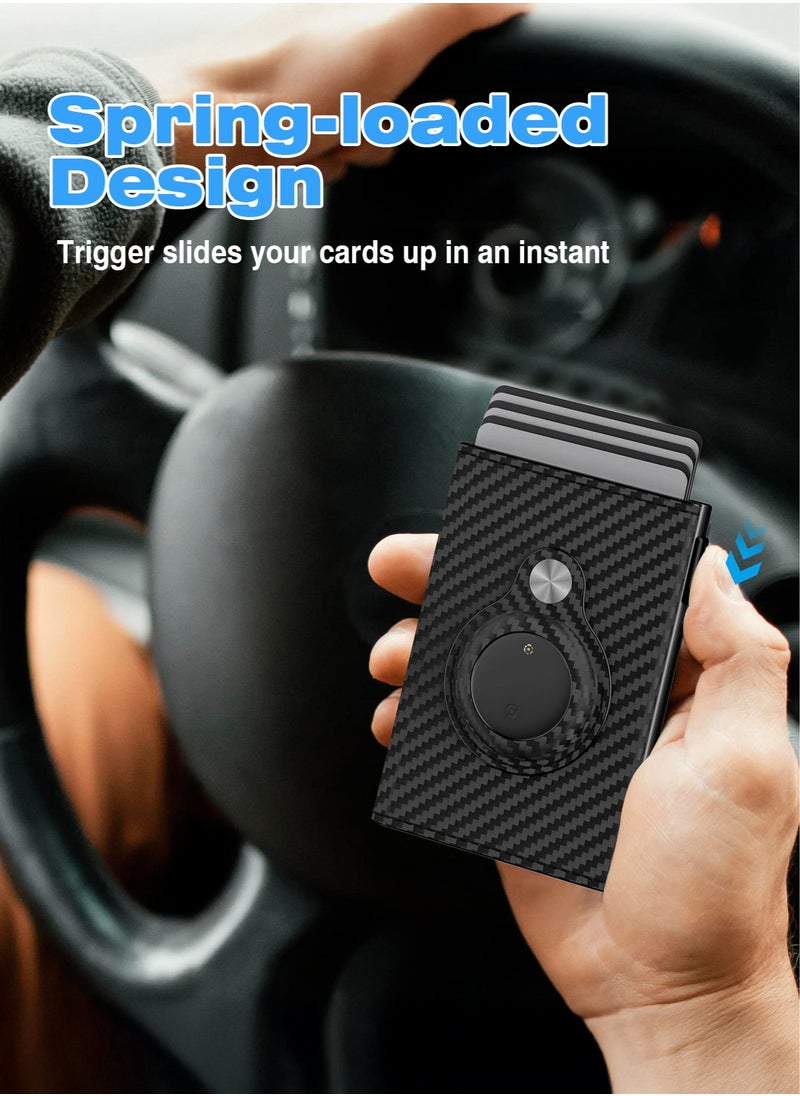 XQOOPS - XQOOPS Anti-Lost Wallet for Men with Tracker &Finder, Mens Smart Wallet Works with Apple Find My(iOS Only), RFID Blocking, Carbon Fiber, Minimalist - 9-14 Card Capacity | ID Window | Cash Slot (Black) - Image 1