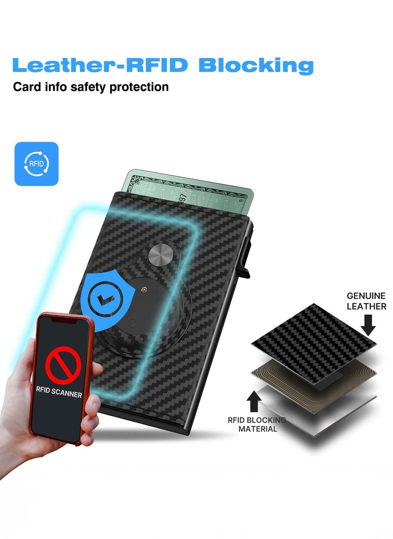 XQOOPS - XQOOPS Anti-Lost Wallet for Men with Tracker &Finder, Mens Smart Wallet Works with Apple Find My(iOS Only), RFID Blocking, Carbon Fiber, Minimalist - 9-14 Card Capacity | ID Window | Cash Slot (Black) - Image 1