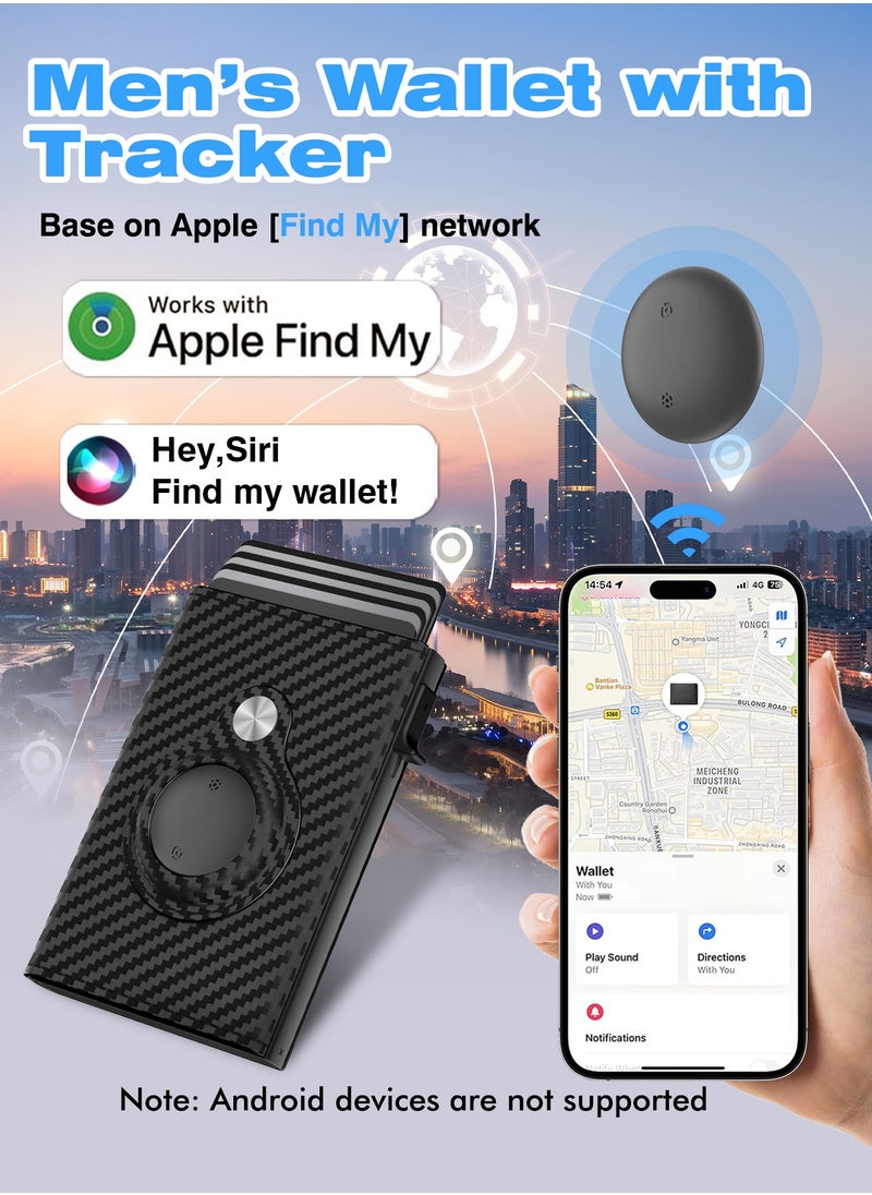 XQOOPS - XQOOPS Anti-Lost Wallet for Men with Tracker &Finder, Mens Smart Wallet Works with Apple Find My(iOS Only), RFID Blocking, Carbon Fiber, Minimalist - 9-14 Card Capacity | ID Window | Cash Slot (Black) - Image 1