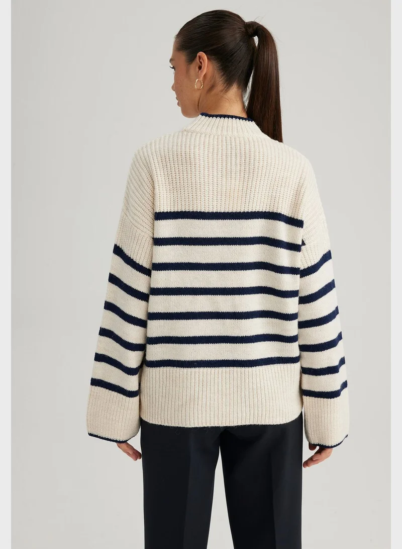 DeFacto Zip Stripe Detail Sweater