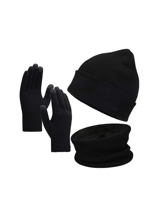 PROMASS Winter Gloves, Beanie Hat, and Scarf Set for Men and Women - Warm Knit Fleece Lined Touchscreen Gloves with Neck Warmer - Image 1