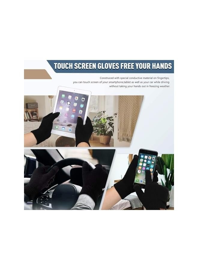 PROMASS Winter Gloves, Beanie Hat, and Scarf Set for Men and Women - Warm Knit Fleece Lined Touchscreen Gloves with Neck Warmer - Image 3