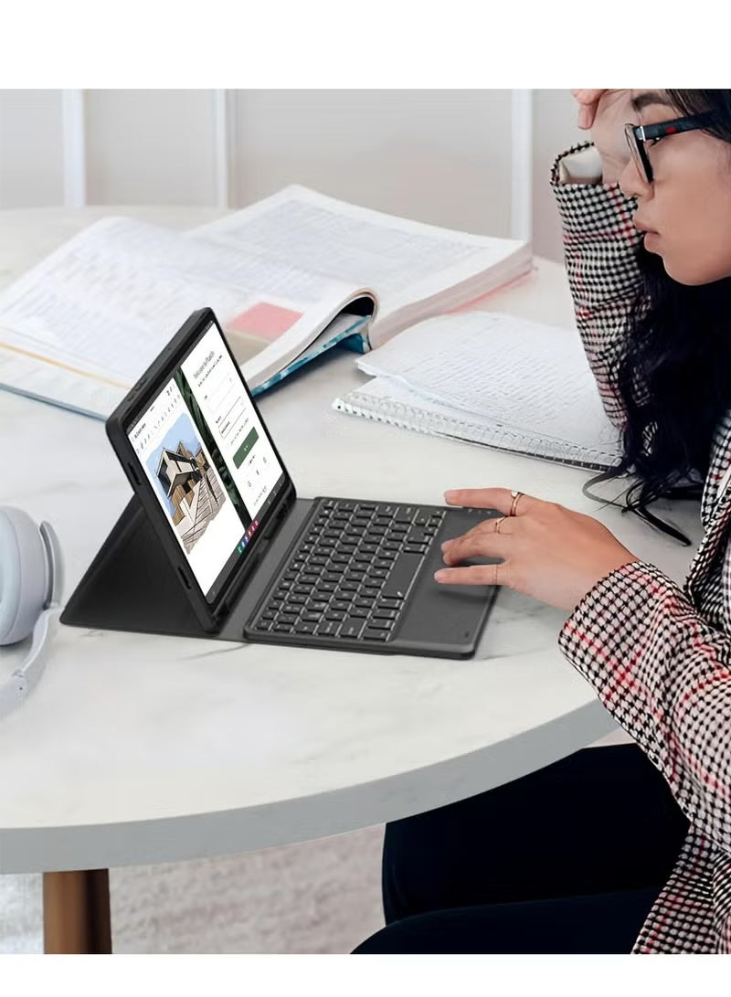 Keyboard Case for Samsung Galaxy Tab A9 Plus 11-inch 2023, 7-color backlit touchpad keyboard, anti-smudge protective cover with S pen holder, detachable keyboard for Galaxy Tab A9+ 11, - Image 5