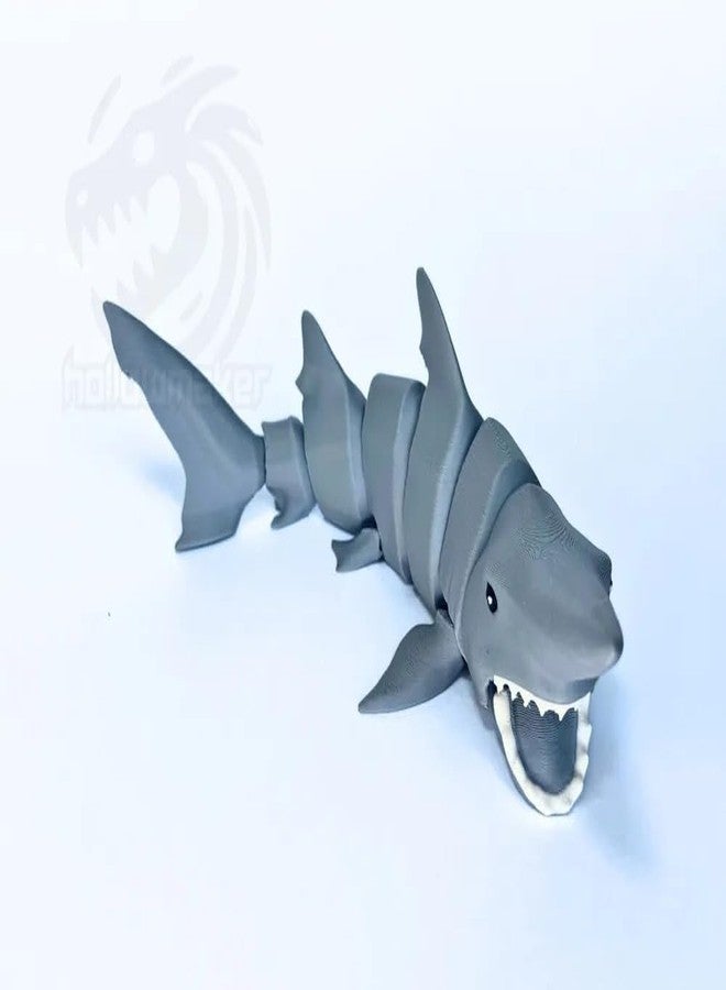 3D Craft Articulated Shark Pool Toy, Grey, Segmented Swimming Design - Image 3