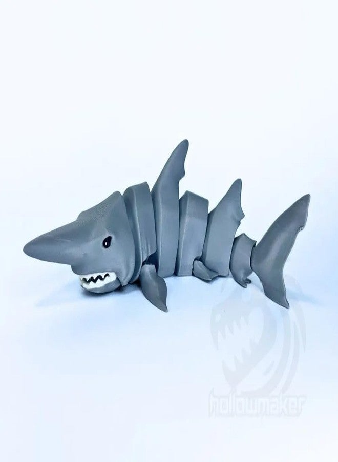 3D Craft Articulated Shark Pool Toy, Grey, Segmented Swimming Design - Image 1