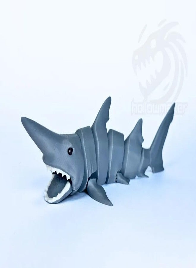 3D Craft Articulated Shark Pool Toy, Grey, Segmented Swimming Design - Image 5