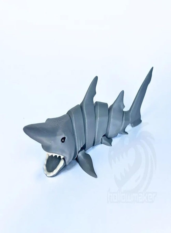 3D Craft Articulated Shark Pool Toy, Grey, Segmented Swimming Design - Image 4