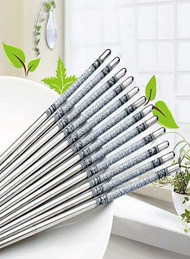 Muzztech 5 Pairs Design Reusable Metal Stainless Steel Plain Chopsticks Dishwasher Safe Lightweight Easy to Use Metal Chop Stick Sushi Chopsticks - Image 5