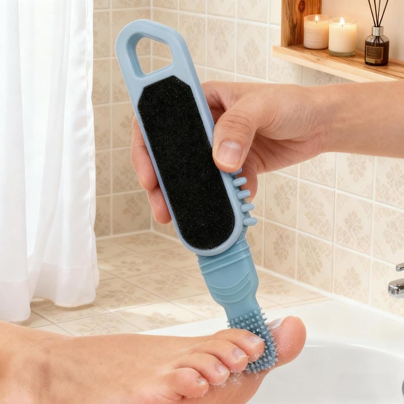Foot Scrubber - Double-Head Cleaning Brush | Foot Scrubber Dead Skin Remover | for Hard Cracked Heels Corns Wet Dry Peeling Men Women Seniors Home Travel Shower Bath - Image 2