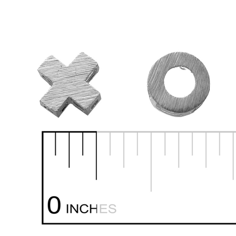 Spinningdaisy Handcrafted Brushed Metal XO Hug and Kiss Stud Earrings Silver - Image 3