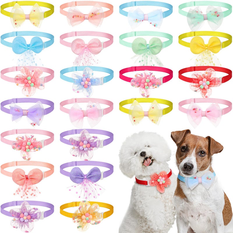 Saintrygo 22 Pack Dog Bow Tie Collar Adjustable Bowtie Flower Neck Tie for Medium Small Dog Cat PuppyStylish - Image 2