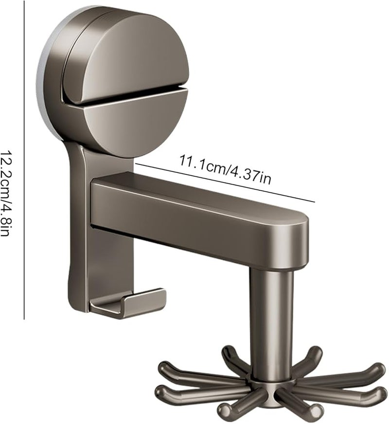 Gray Rotating Suction Cup Hook Rack With 8 Claws Wall Mounted Kitchen Bathroom Organizer - Image 3