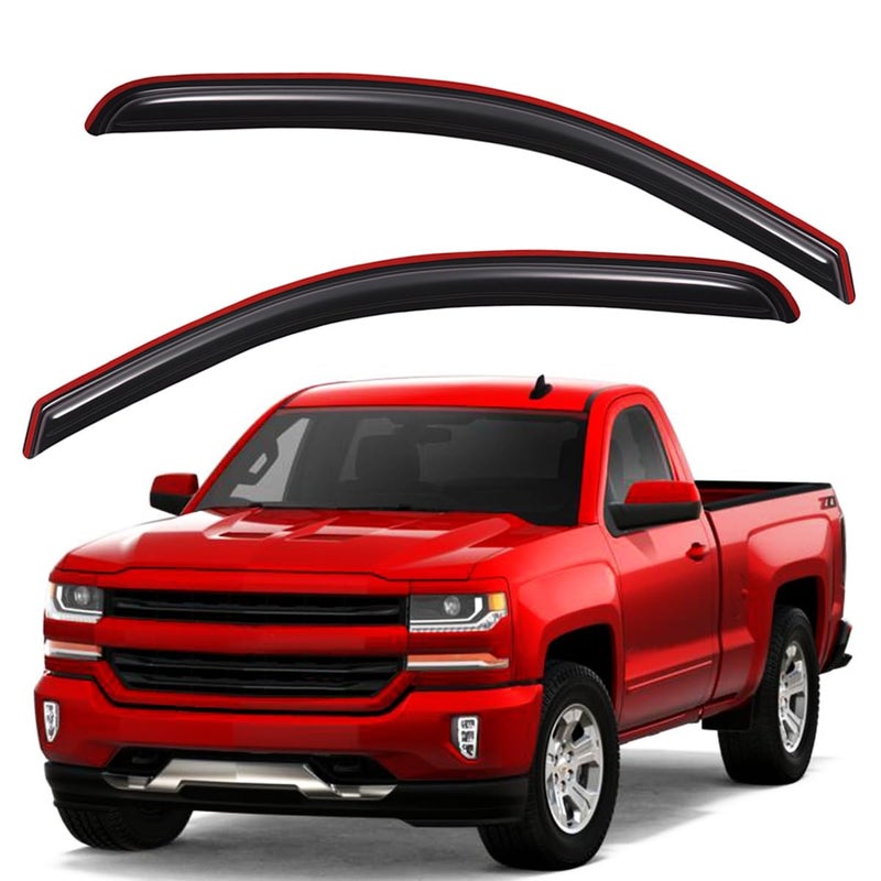 لجترونيك كليب أون الإضافي المتين في قناة فتحة نافذة السيارة يناسب 2014-2018 شيفروليه سيلفرادو GMC سييرا 1500 2015-2019 سيلفرادو سييرا 2500 HD 3500 HD كاب عادي دخاني داكن 2 قطع