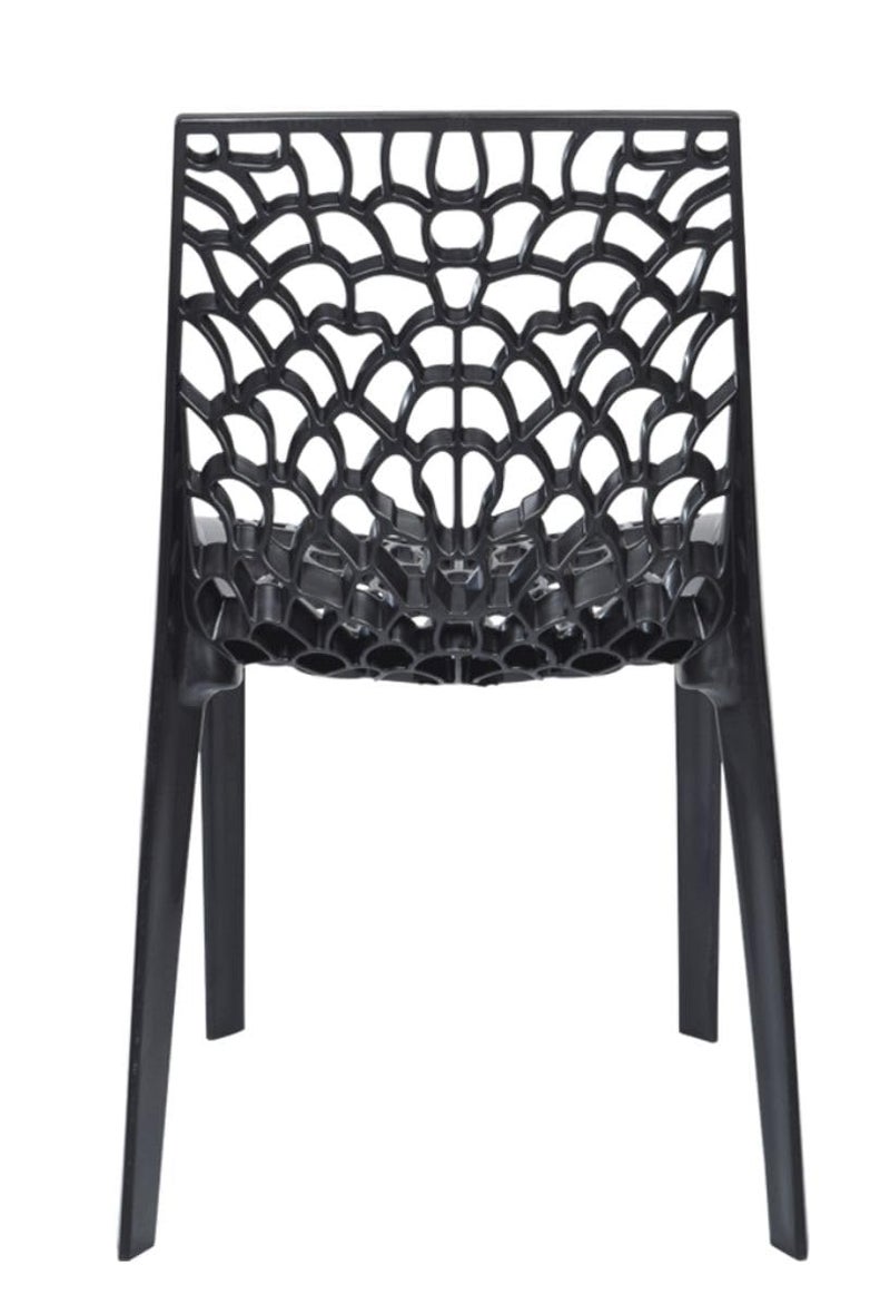 Anmol كرسي أنمول ويب دريم الأسود الفاخر من البلاستيك لمكتب المنزل وغرفة المعيشة كرسي بلاستيكي غير لامع خارجي كراسي فناء للشرفة مجموعة من 2 كرسي باللون الأسود - Image 4