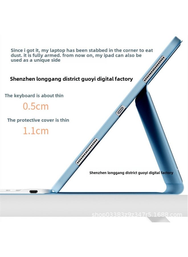 Generic - For 2024 Apple IPad Pen Slot Silent Bluetooth Keyboard Leather Case Silicone Protective Case Air6Pro110.9.7-Color:Tuhao Gold Leather Bluetooth Keyboard (OPP Transparent Bag Packaging)-Product Type:i - Image 1