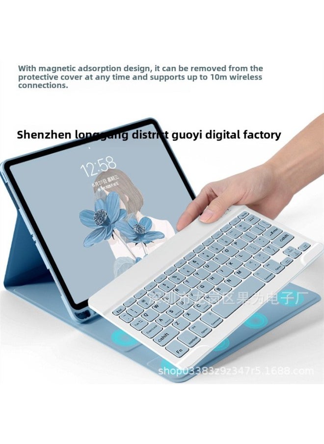 Generic - For 2024 Apple IPad Pen Slot Silent Bluetooth Keyboard Leather Case Silicone Protective Case Air6Pro110.9.7-Color:Tuhao Gold Leather Bluetooth Keyboard (OPP Transparent Bag Packaging)-Product Type:i - Image 1