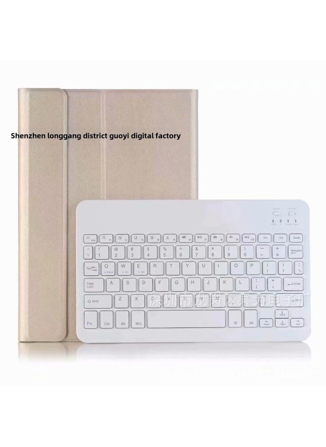 Generic - For 2024 Apple IPad Pen Slot Silent Bluetooth Keyboard Leather Case Silicone Protective Case Air6Pro110.9.7-Color:Tuhao Gold Leather Bluetooth Keyboard (OPP Transparent Bag Packaging)-Product Type:i - Image 1