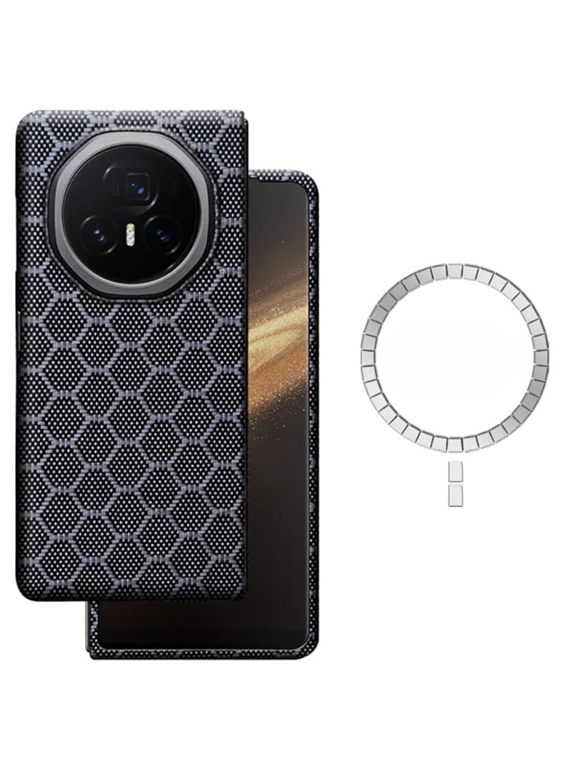 General Case for Honor Magic V3 (2024),Honeycomb Texture Kevlar Aramid Fiber Magnetic Phone Case,Compatible with Car Mount & Wireless Charging,Ultra-thin Protective Hard Cover  - Image 1