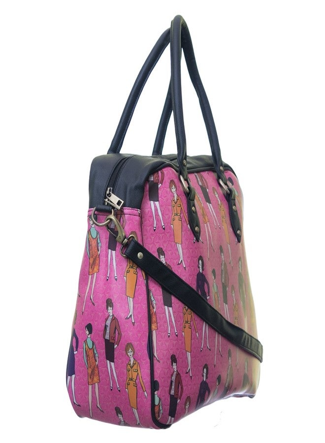 BAND BOX Pink Handbag For Women Travel Bag | Printed Pattern Hand Strap Removable And Multi Pocket | Enjoy Weekend Girls Travel Bag - Image 3