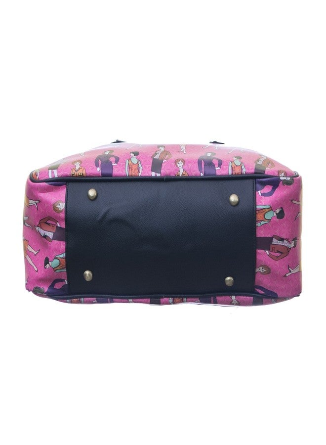 BAND BOX Pink Handbag For Women Travel Bag | Printed Pattern Hand Strap Removable And Multi Pocket | Enjoy Weekend Girls Travel Bag - Image 4