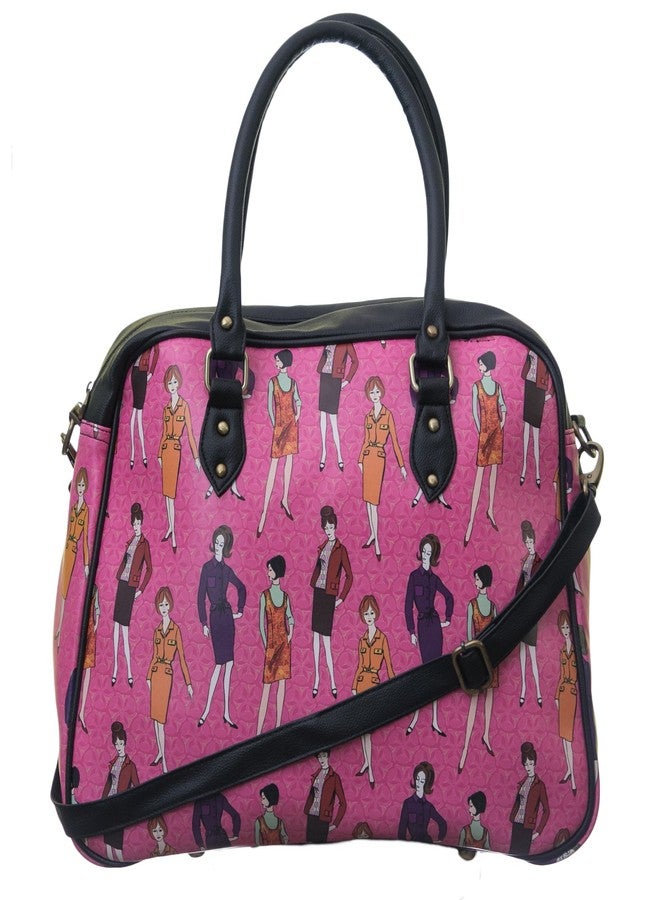 BAND BOX Pink Handbag For Women Travel Bag | Printed Pattern Hand Strap Removable And Multi Pocket | Enjoy Weekend Girls Travel Bag - Image 1