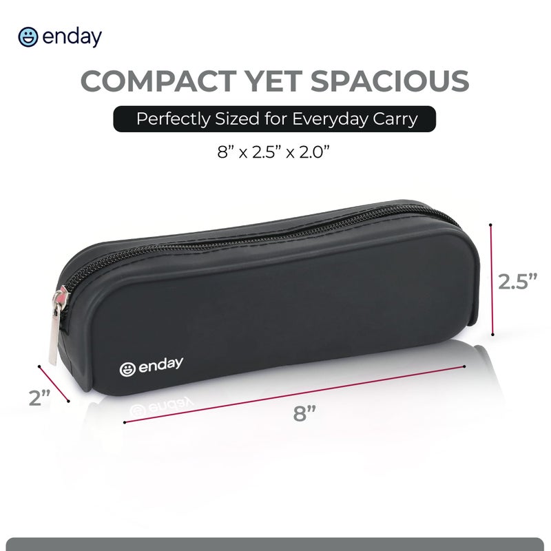 Enday Black Silicon Pencil Case, Silicon Pencil Pouch Aesthetic, Portable Small Pencil Case For Office & School Supplies, Pen Case for Girls Women Makeup Pouch - Image 2