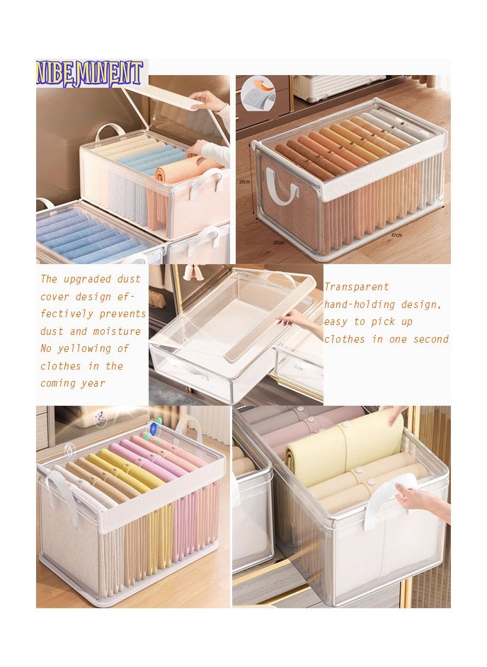 NIBEMINENT 26L (47x28x20cm) 5PCS PVC Storage Box Saudi – Clear Wardrobe Organizer with Lids, Heavy-Duty Steel Frame for Hijab, Clothes & Toys (Stackable, Space-Saving)  - Image 4