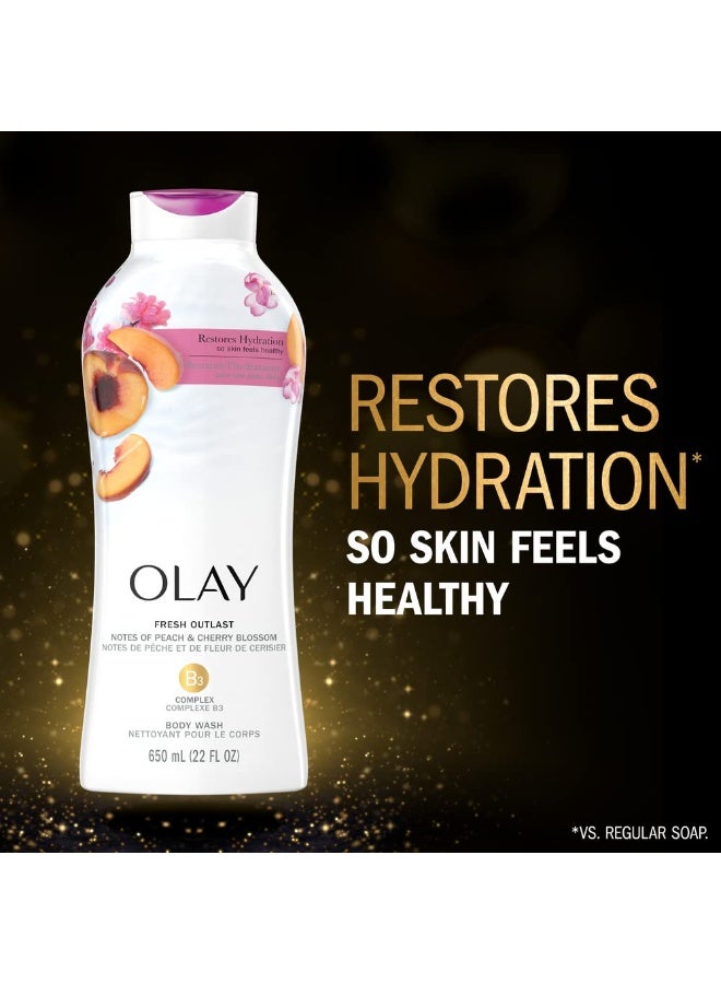 Olay Fresh Outlast Body Wash Peach & Cherry Blossom, 23.6 fl oz/700ml - Image 2