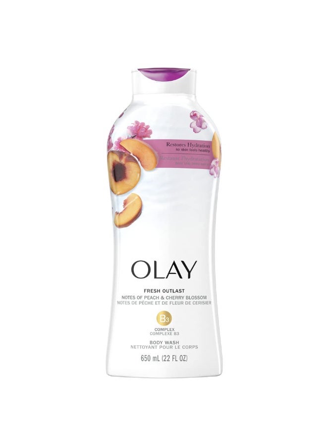 Olay Fresh Outlast Body Wash Peach & Cherry Blossom, 23.6 fl oz/700ml - Image 3