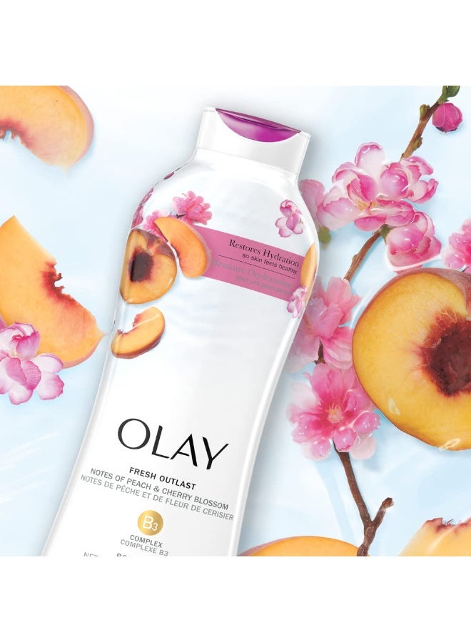 Olay Fresh Outlast Body Wash Peach & Cherry Blossom, 23.6 fl oz/700ml - Image 1