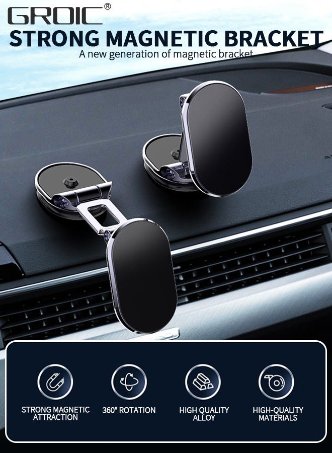 GROIC Magnetic Phone Holder for Car Alloy Folding Magnetic Car Phone Support Car Magnetic Phone Mount 360° Rotation Magnetic Cell Phone Stand Dashboard Car Mount for All Phone  - Image 2