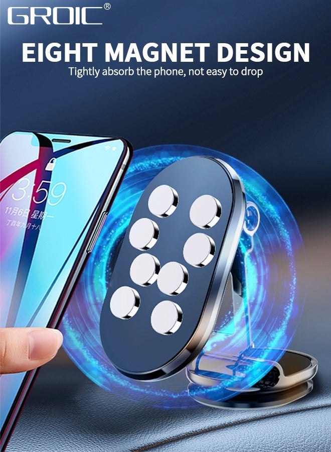 GROIC Magnetic Phone Holder for Car Alloy Folding Magnetic Car Phone Support Car Magnetic Phone Mount 360° Rotation Magnetic Cell Phone Stand Dashboard Car Mount for All Phone  - Image 3