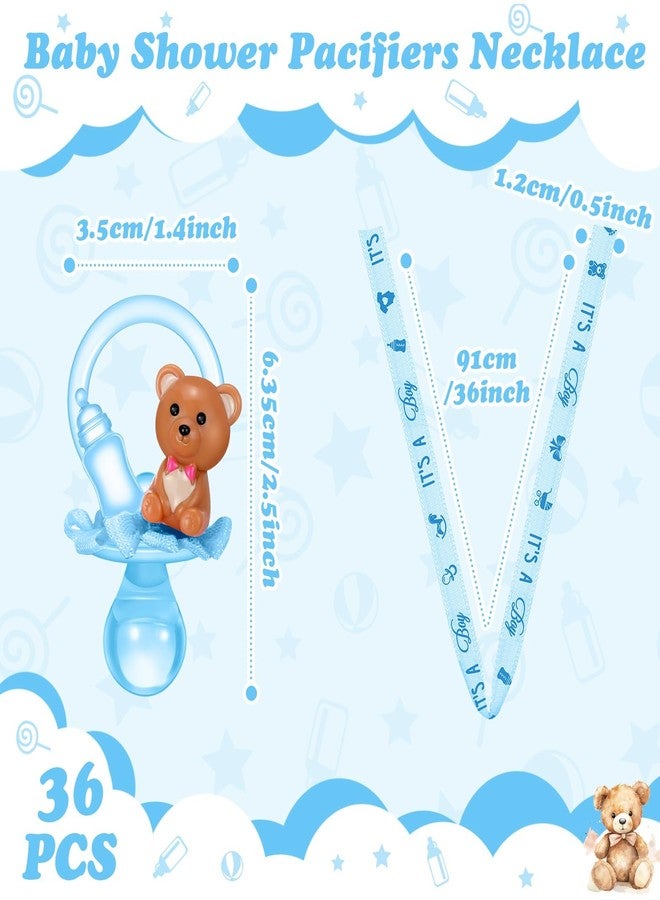 Coume 36 Pcs Baby Shower Pacifiers Necklace Bear Bottle Acrylic Baby Pacifiers Charm Necklace for Guests Gender Reveal Party Favors Prize Table Scatter(Boy,Blue) - Image 4