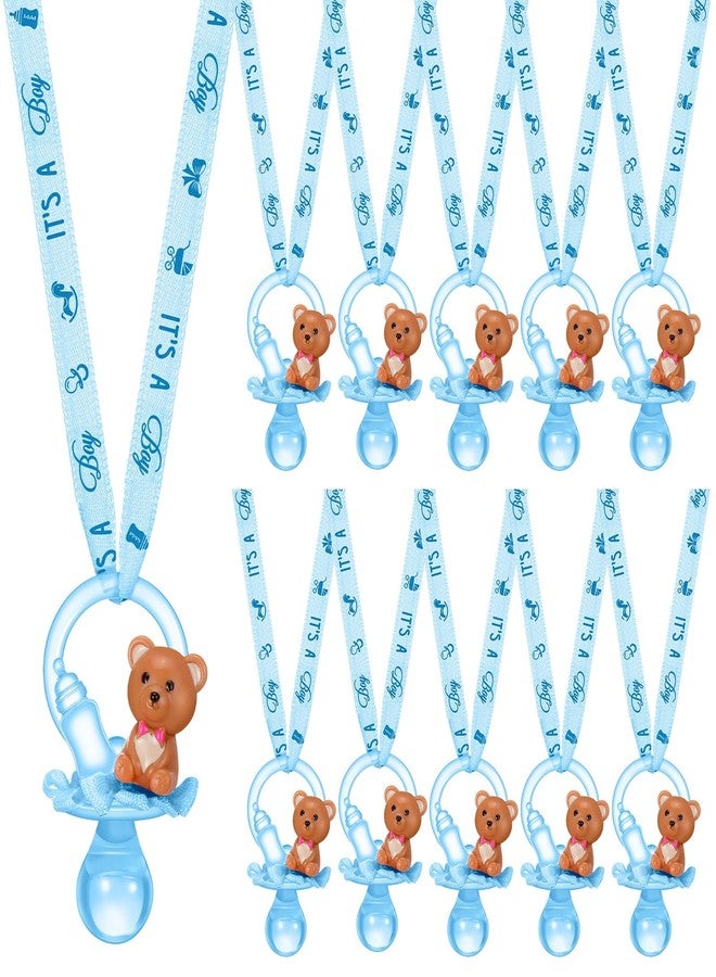Coume 36 Pcs Baby Shower Pacifiers Necklace Bear Bottle Acrylic Baby Pacifiers Charm Necklace for Guests Gender Reveal Party Favors Prize Table Scatter(Boy,Blue) - Image 1