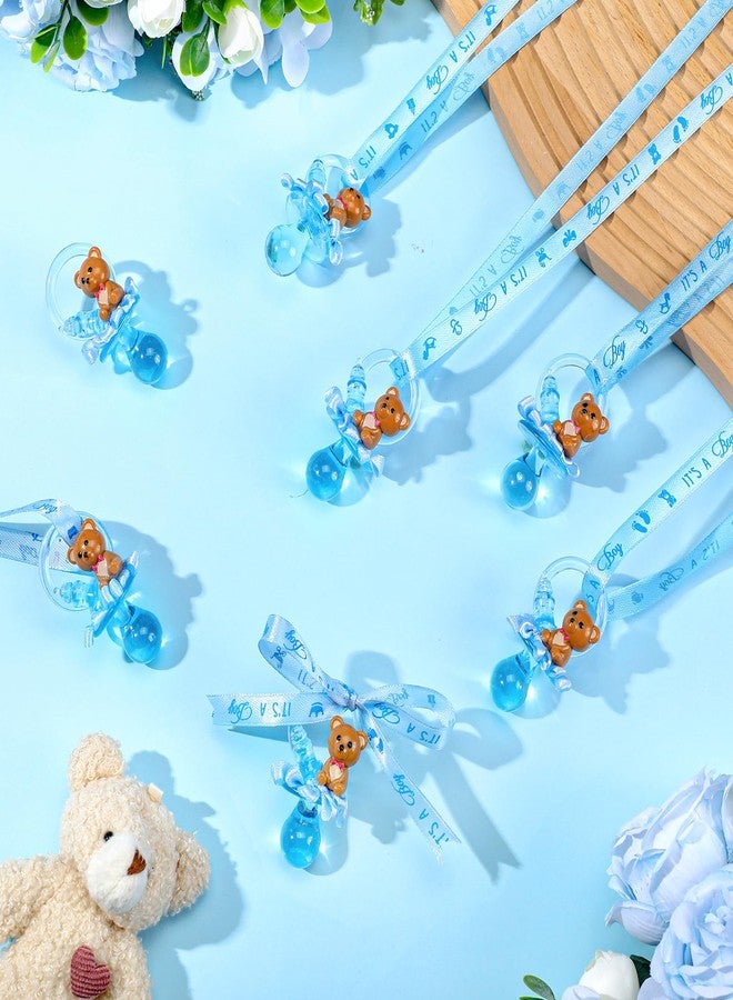 Coume 36 Pcs Baby Shower Pacifiers Necklace Bear Bottle Acrylic Baby Pacifiers Charm Necklace for Guests Gender Reveal Party Favors Prize Table Scatter(Boy,Blue) - Image 3