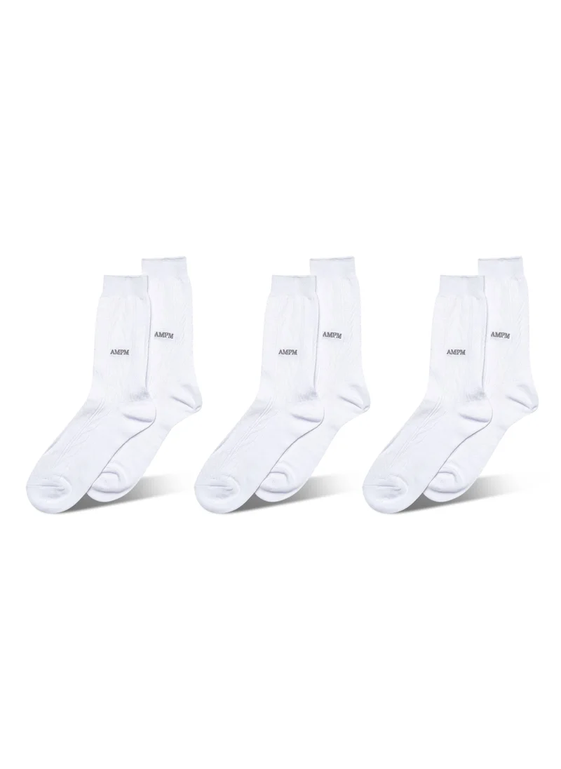 AMPM MEN'S FORMAL SOCKS (PACK OF 3) - WHITE
