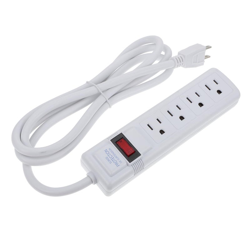 4 Outlet Surge Protector Power Strip 1.8 Meter Cord Extension Socket for Home Office Travel - Image 2