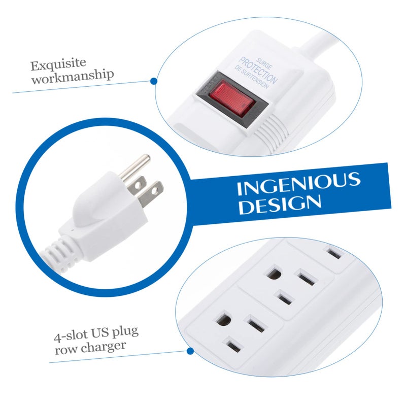 4 Outlet Surge Protector Power Strip 1.8 Meter Cord Extension Socket for Home Office Travel - Image 5