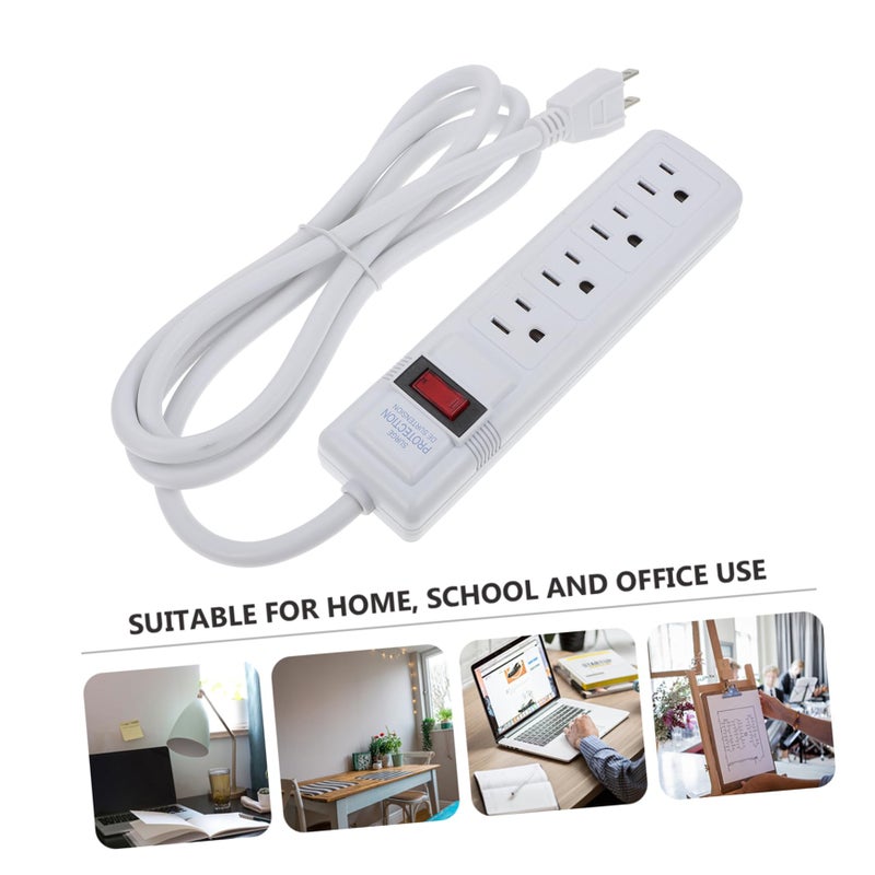 4 Outlet Surge Protector Power Strip 1.8 Meter Cord Extension Socket for Home Office Travel - Image 4
