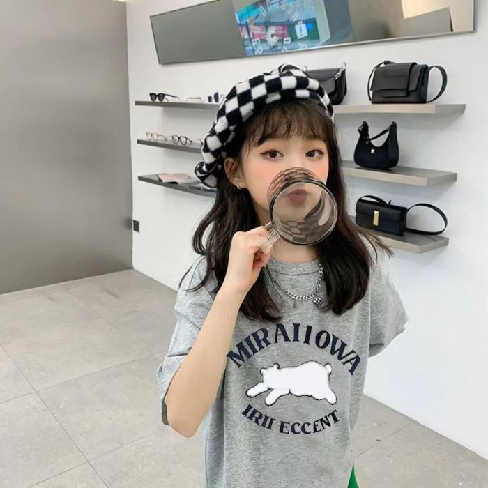 Girls' Summer Printed Short-Sleeve T-Shirt 2026 New Stylish Trendy T-Shirt For Older Children, Loose Half-Sleeve For Kids In Summer - Image 1