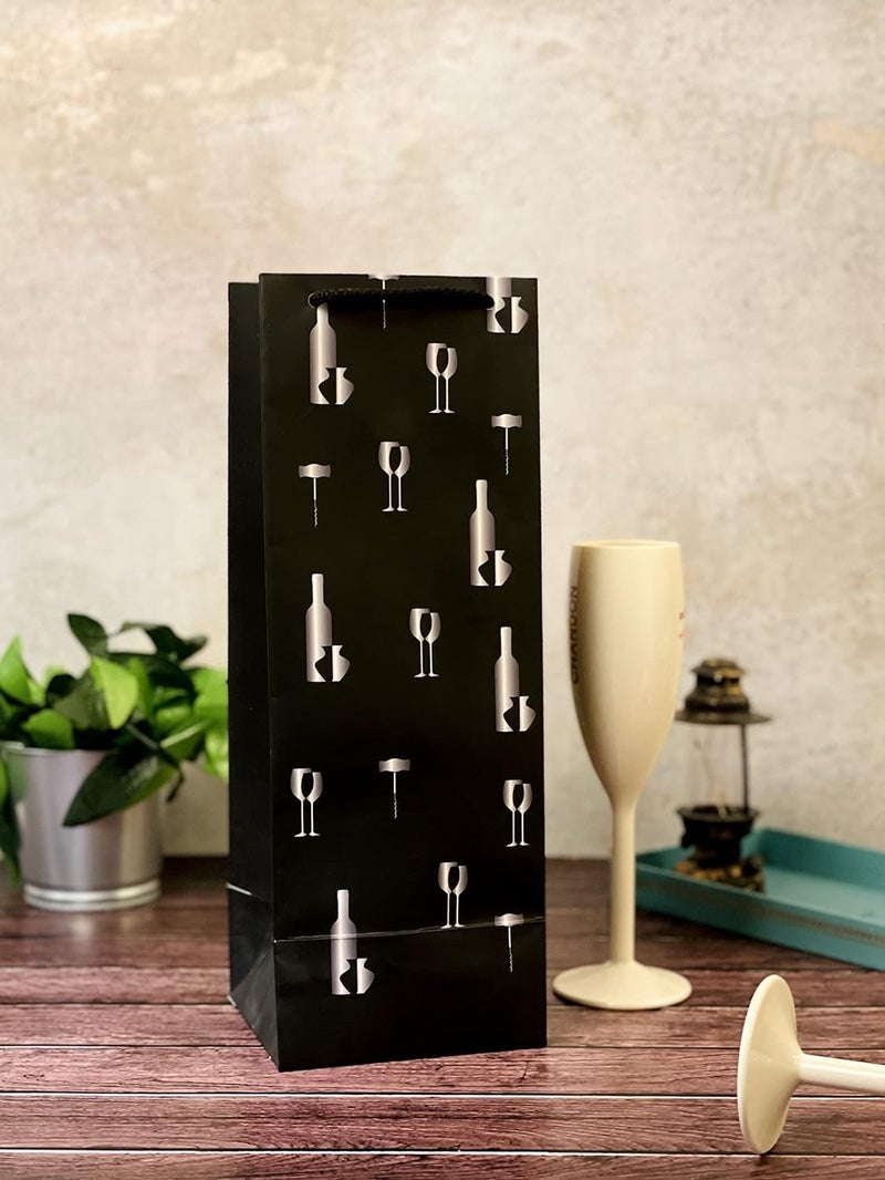 Dovetail Wine & Bottle Gifting Paper Carry Bags, Gifting For All Occasions, Parties - Diwali, Christmas, Anniversaries. House Warming, Size 13.5X5 Inchs, 250 GSM Art Card, 1 Bags Each of 5 Designs - Image 3