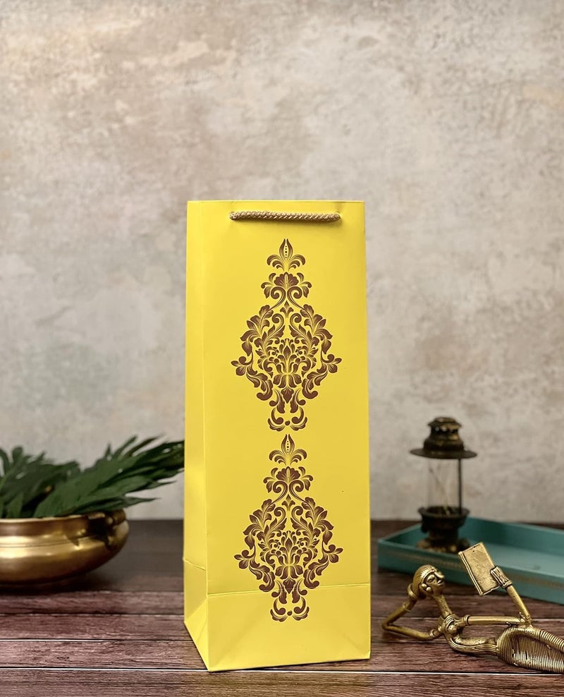 Dovetail Wine & Bottle Gifting Paper Carry Bags, Gifting For All Occasions, Parties - Diwali, Christmas, Anniversaries. House Warming, Size 13.5X5 Inchs, 250 GSM Art Card, 1 Bags Each of 5 Designs - Image 4