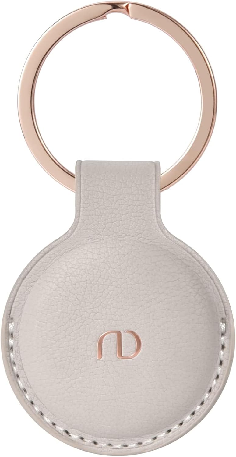 Nereides Full Protective PU Leather AirTag Keyring Holder - Anti-Scratch Case for Apple AirTag (Khaki) - Image 1