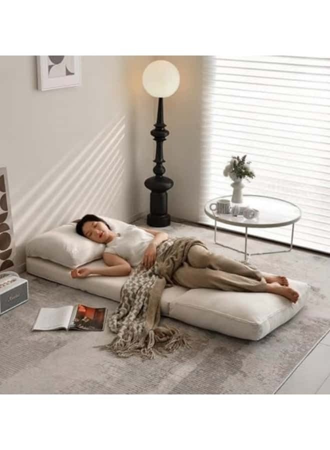 Generic Floor Sofa with Back Support, 5 Reclining Poistion Adjustable Bed, Folding Lazy Bed, Floor Lounge Chair, Gaming Recliner Sofa for Sleeping, Gaming, Reading White  - Image 5