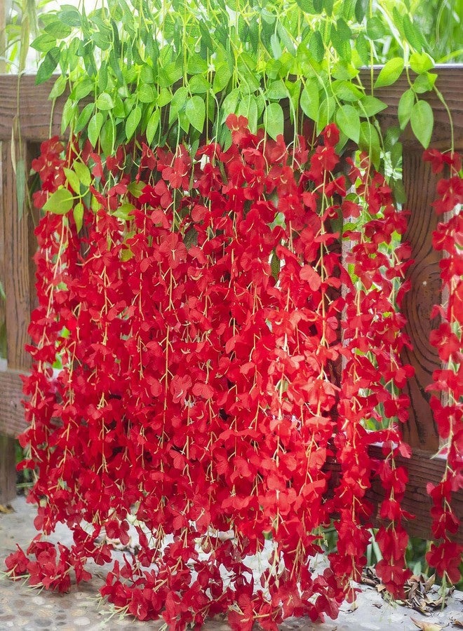 SAI PRASEEDA Water Proof Hanging Artificial Wisteria Flower Strings_Pack of 12_Red Color_110 Cms_for Wedding_Party_Home_Ceiling_Balcony_Office_Wall Decor WF11 - Image 4