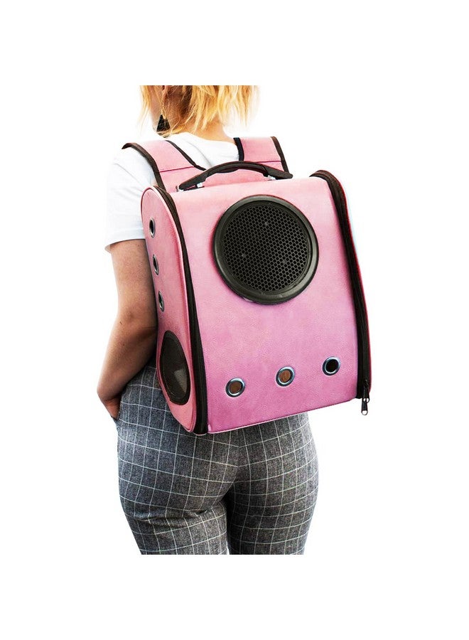 إيميلي بيتس حقيبة سفر محمولة من مادة البولي يوريثين قابلة للتنفس وقابلة للحمل في الهواء الطلق للحيوانات الصغيرة | وردي | - Image 5