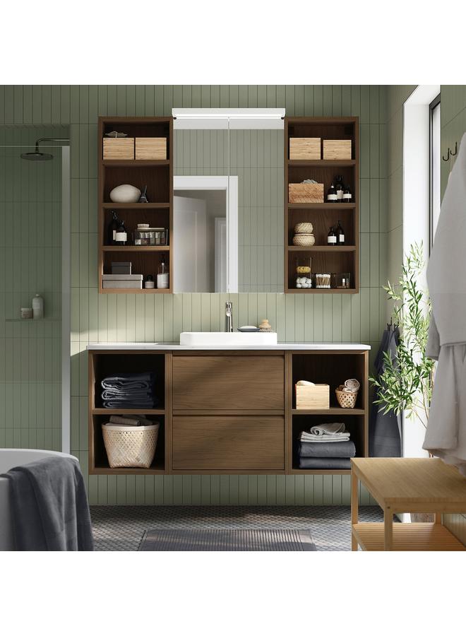 Green Tiger Wall open cabinet, brown oak effect, 40x15x95 cm - Image 2
