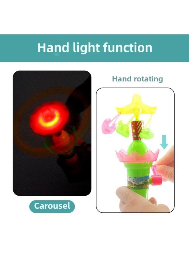 Children's Hand-cranked Carousel Lotus Lamp Small Windmill Luminous Toy Lighting Educational Fun Gift Tremolo-Color:Macaron Color Carousel-Specifications:Standard  - Image 4