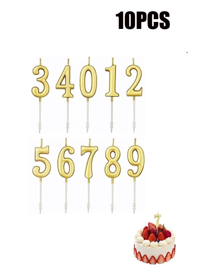 واي جيه 10 قطع مجموعة شموع عيد ميلاد رقمية ، شموع كعكة لامعة ، شموع كب كيك لزفاف عيد ميلاد وزينة كعكة حفلة الحظ (ذهبي)10 قطع مجموعة شموع عيد ميلاد رقمية ، شموع كعكة لامعة ، شموع كب كيك لزفاف عيد ميلاد وزينة كعكة حفلة الحظ ذهبية - Image 1