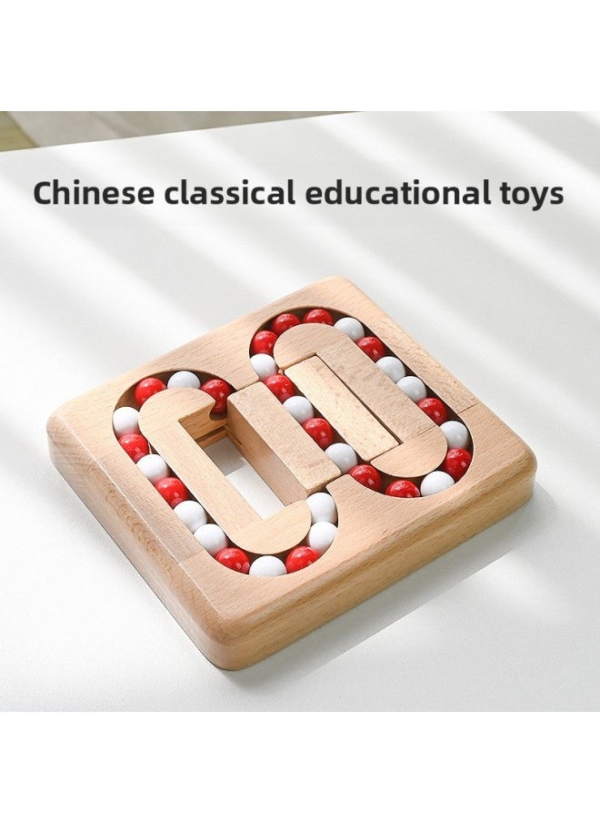 Puzzle Unblocking Ring Unlock Science And Education Maze Desktop Game Flat Ball Kong Ming Lock Luban Lock Adult Wooden Toy-Color:Ball Game